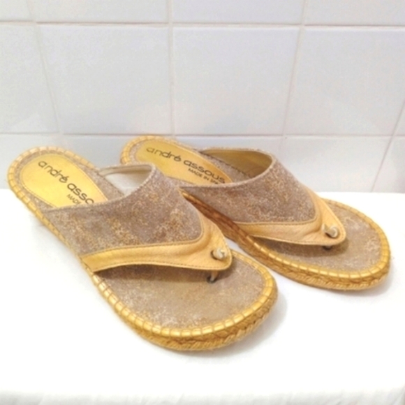 Andre Assous Espadrilles Annette Thong Wedge Sandals Bronze Toast US 10 - Picture 1 of 13